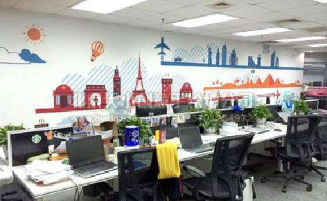 赫章教你设计办公室墙绘的方法。